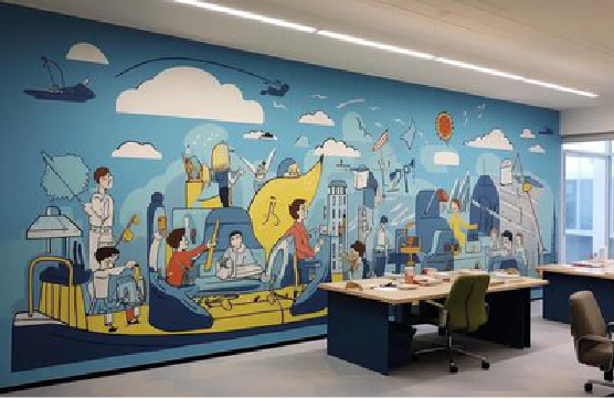 民权办公室墙绘的特点。