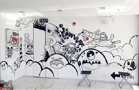 民权手绘墙并非传统涂鸦。